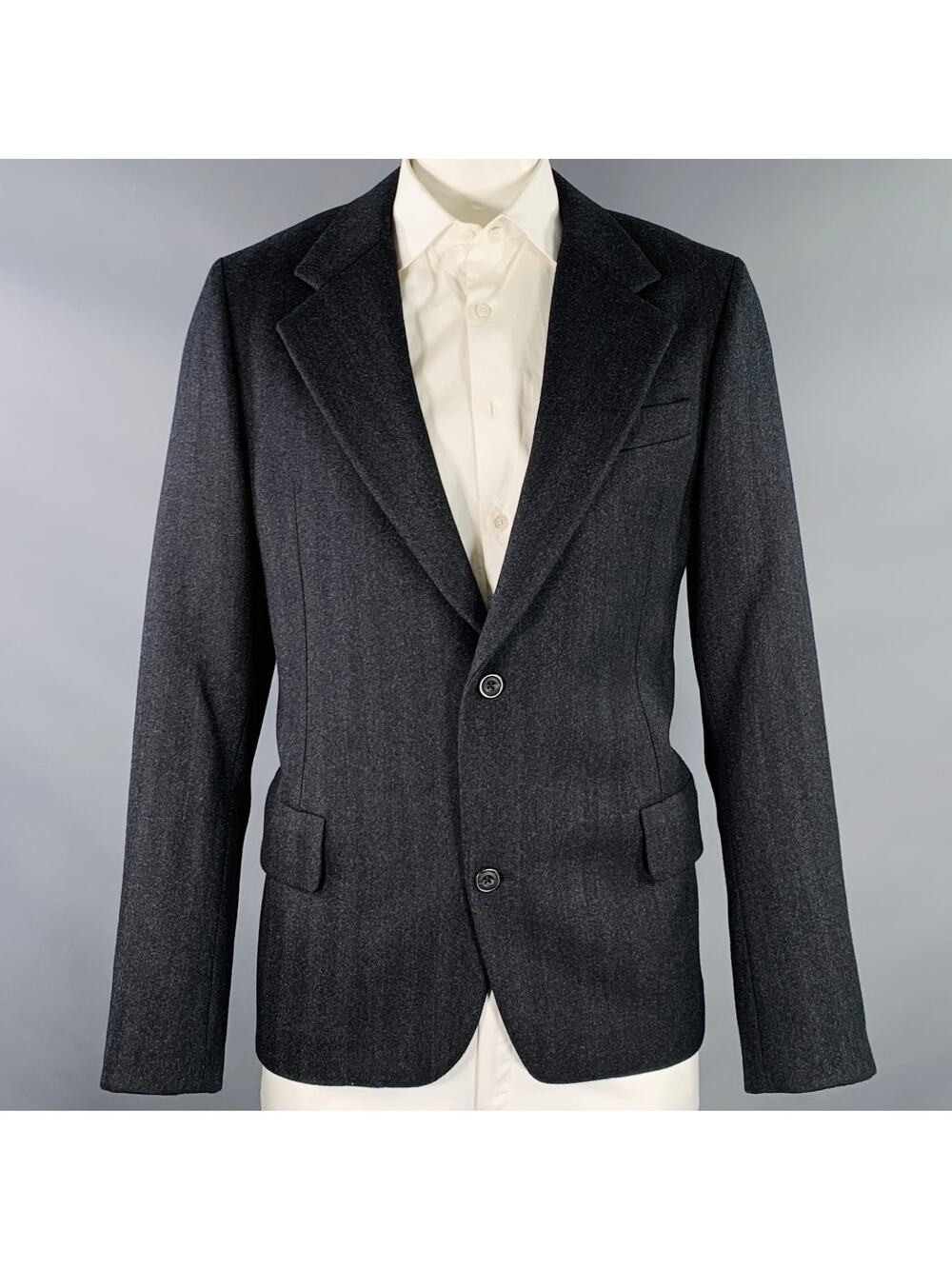 ALEXANDER MCQUEEN Size 44 Black Wool Cashmere Sport Coat